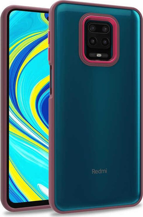 Xiaomi Redmi Note 9 Pro Kapak Metal Kamera Korumalı Arkası Şeffaf Silikon Kılıf - Kırmızı