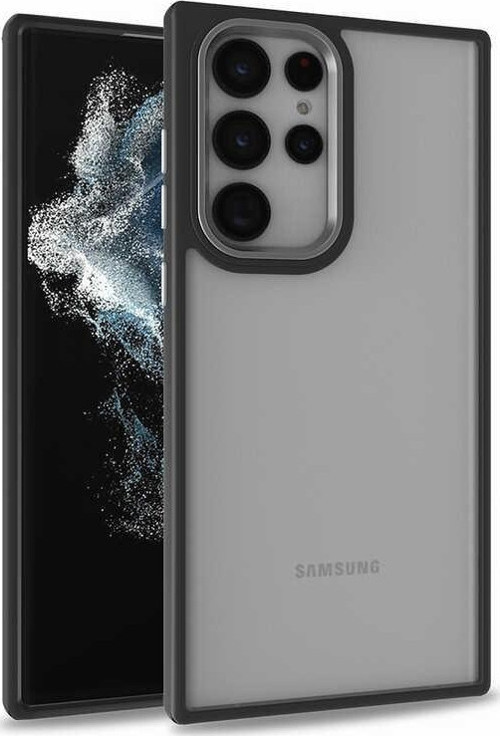 Samsung Galaxy S22 Ultra Kapak Metal Kamera Korumalı Arkası Şeffaf Silikon Kılıf - Siyah