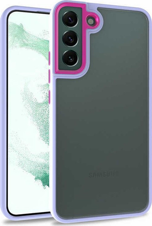 Samsung Galaxy S22 Plus Kapak Metal Kamera Korumalı Arkası Şeffaf Silikon Kılıf - Lila