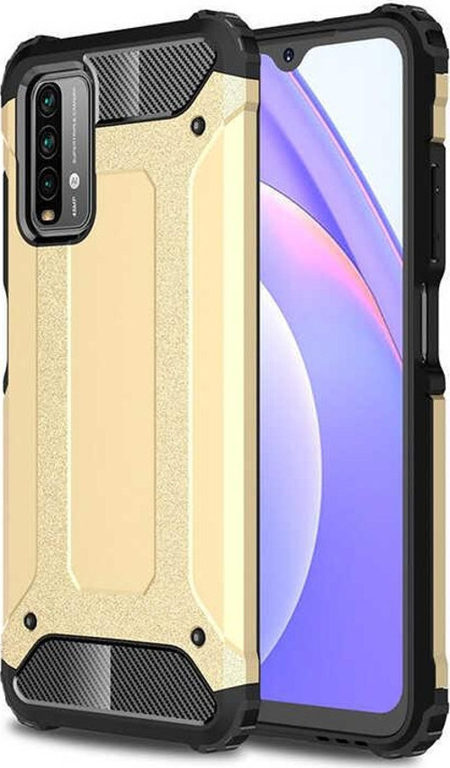 Xiaomi Redmi Note 9 4G Kapak Çift Katmanlı Zırh Tank Kılıf - Gold
