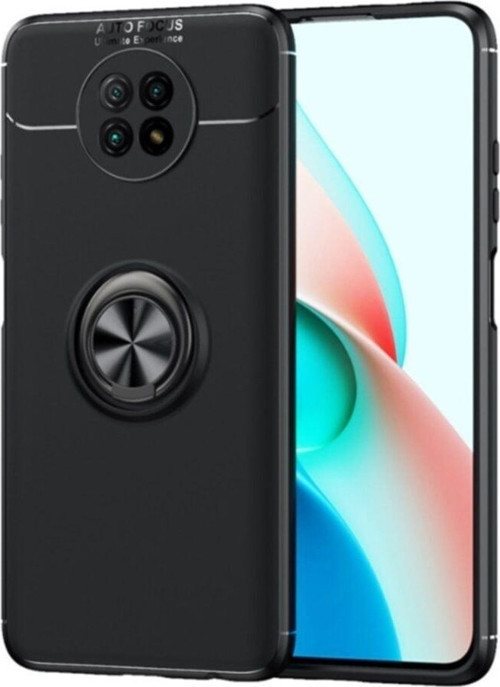Xiaomi Redmi Note 9 5G Kılıf Renkli Yüzüklü Manyetik Silikon Kapak Siyah - Siyah