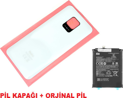 Xiaomi Redmi Note 9S Arka Kapak Batarya Kapağı + PİL (CAM) BEYAZ