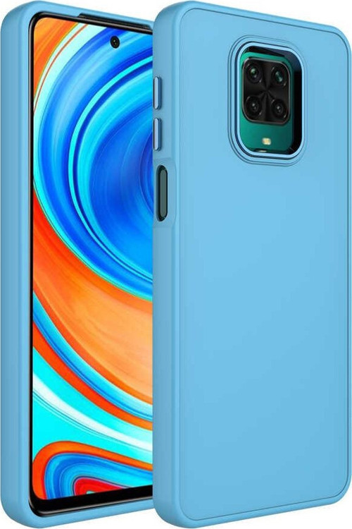 Xiaomi Redmi Note 9s Kapak Renkli Metal Kamera Çerçeveli Class İçi Kadife Lasnman Kılıf - Mavi