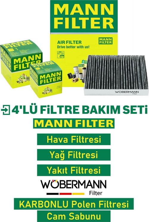 Mann Vw Golf 7 1.4 Tsi Filtre Bakım Seti 2013-2017 4K