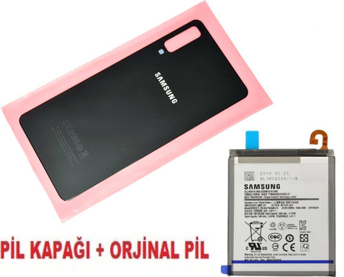 Samsung Galaxy A7 A750 Arka Pil Batarya Kapağı + PİL (CAM) SİYAH