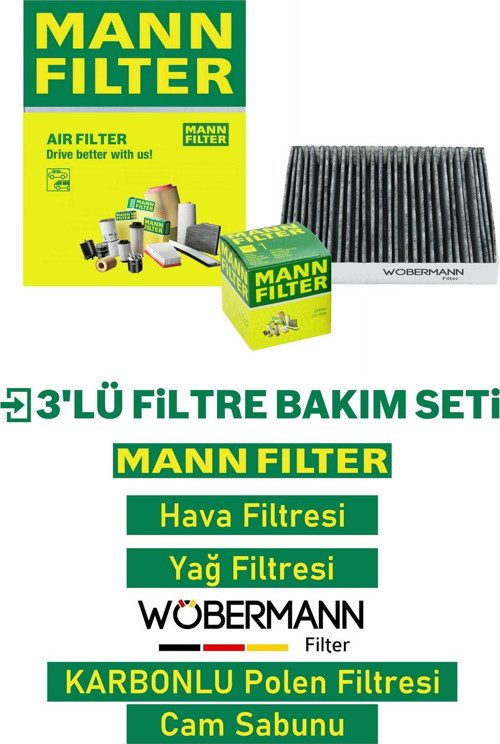 Mann Skoda Rapid 1.0 Tsi Filtre Bakım Seti 2017-2019 3K