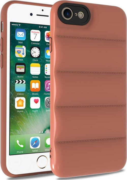 Apple iPhone SE 2022 Kapak Kamera Korumalı Puf Silikon Kılıf - Kahverengi