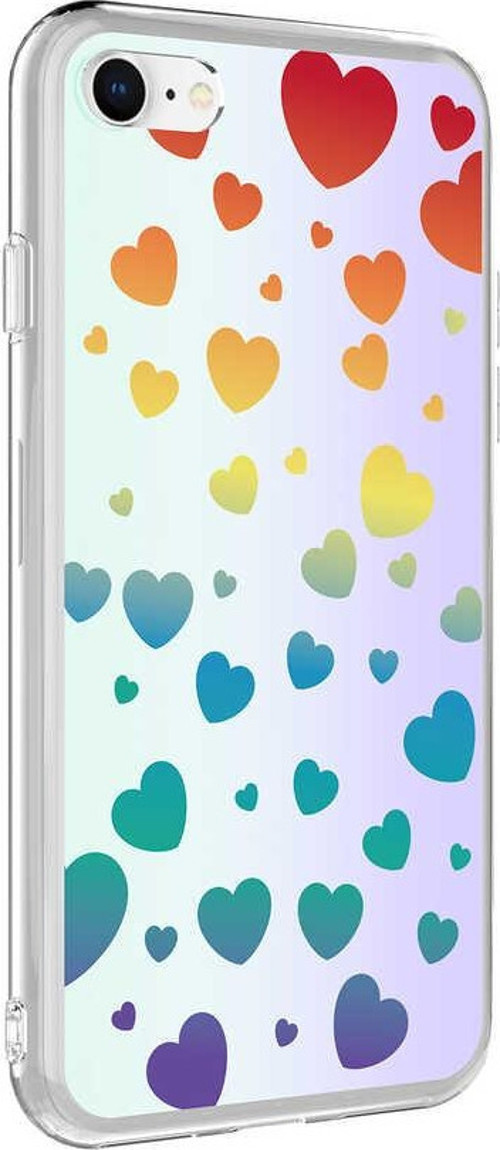 Apple iPhone SE 3 2022 Kapak Kalp Desenli Fosforlu Silikon Kılıf