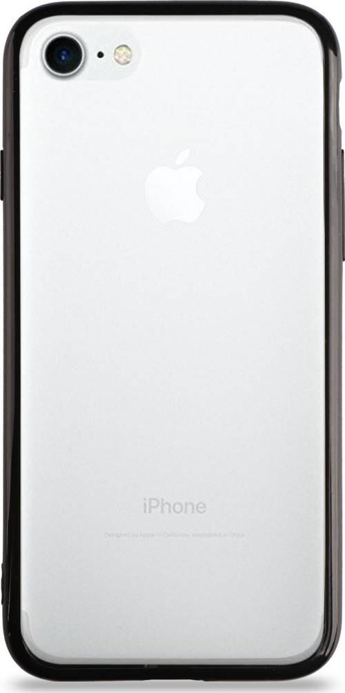 Apple iPhone SE Kılıf Kenarları Renkli Silikon Şeffaf Arka Kapak - Siyah