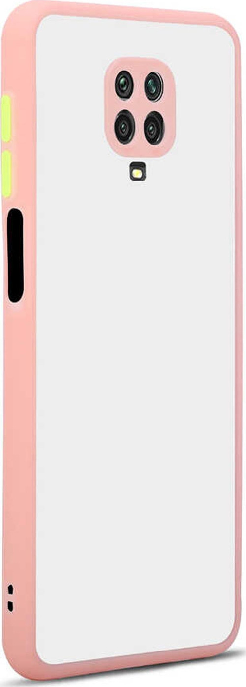 Xiaomi Redmi Note 9 Pro Kılıf Kamera Korumalı Tuşları Renkli Mat Arka Kapak - Pudra