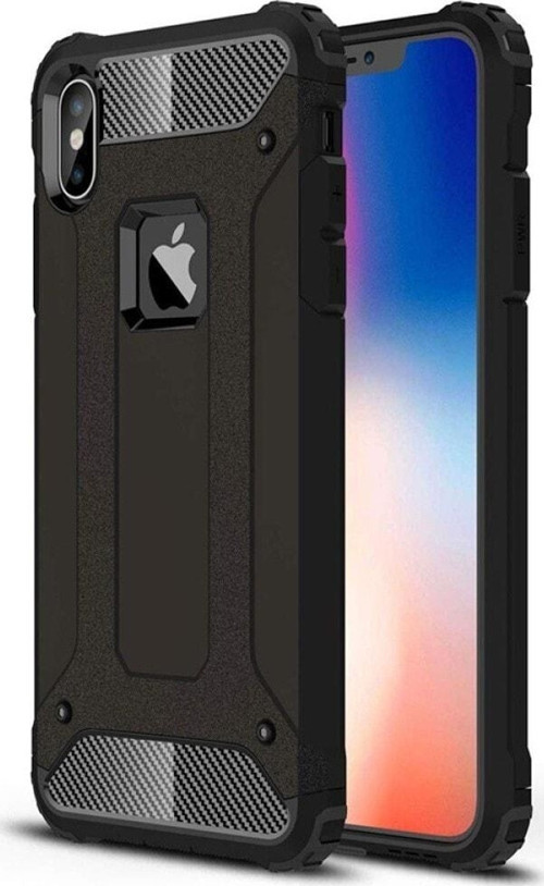 Apple iPhone Xsmax Kapak Çift Katmanlı Zırh Tank Kılıf - Siyah