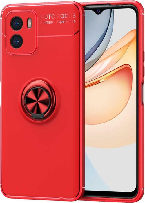 CaseArt Vivo Y15S 4G Kılıf Renkli Yüzüklü Manyetik Silikon Kapak - Kırmızı