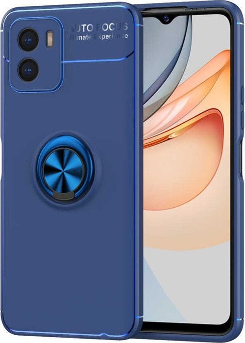 CaseArt Vivo Y15S 4G Kılıf Renkli Yüzüklü Manyetik Silikon Kapak - Mavi