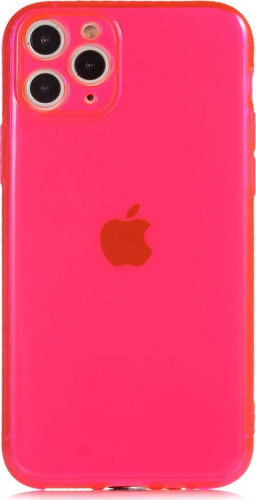 Apple iPhone 11 Pro Kapak Kamera Korumalı Neon Renkli Silikon Kılıf - Neon Pembe
