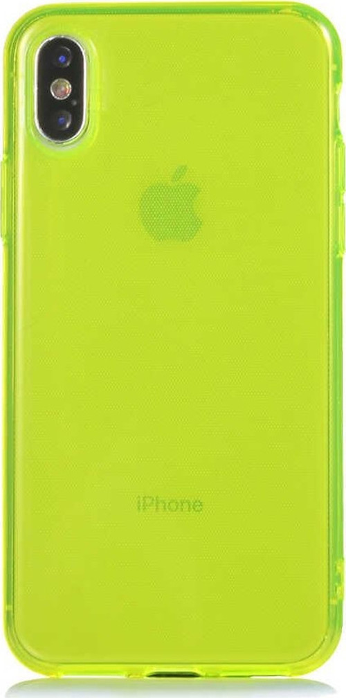 Apple iPhone X Kapak Kamera Korumalı Neon Renkli Silikon Kılıf - Neon Sarı
