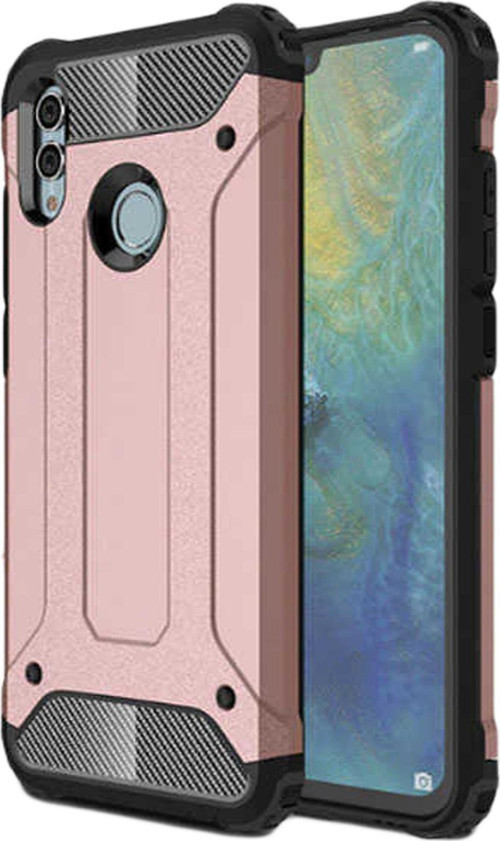 Huawei Honor 10 Lite Kapak Çift Katmanlı Zırh Tank Kılıf - Rose Gold