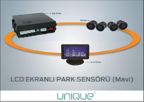 Lcd Ekranlı Park Sensör 19Mm Mat Siyah Sensör Uyumlu