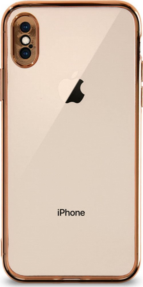 Apple iPhone X Kılıf Renkli Şeffaf Kamera Korumalı Exclusive Silikon Kapak - Gold