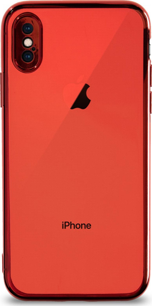 Apple iPhone X Kılıf Renkli Şeffaf Kamera Korumalı Exclusive Silikon Kapak - Kırmızı