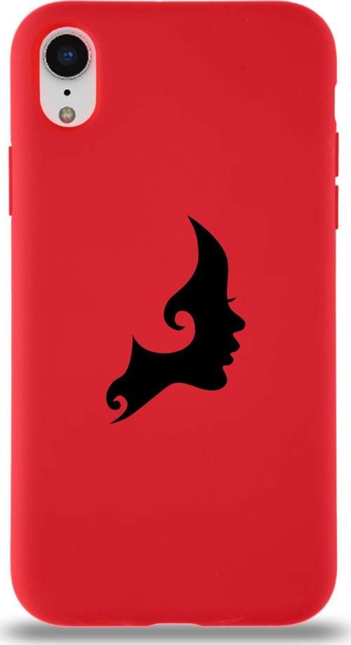 Apple iPhone XR Kadın Sülietli Tasarım Silikon Kılıf İçi Kadife Lansman Arka Kapak