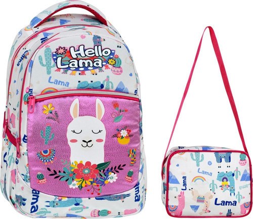 Lama Desenli İlkokul Çantası + Beslenme Çantası