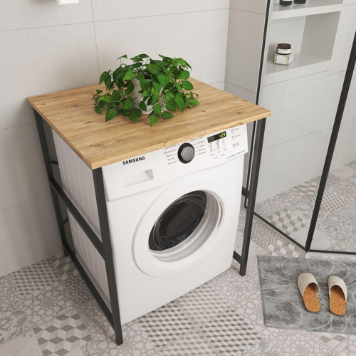 Çamaşır Makinesı Üstü Düzenleyici Banyo Düzenleyici Rafsız Meşe