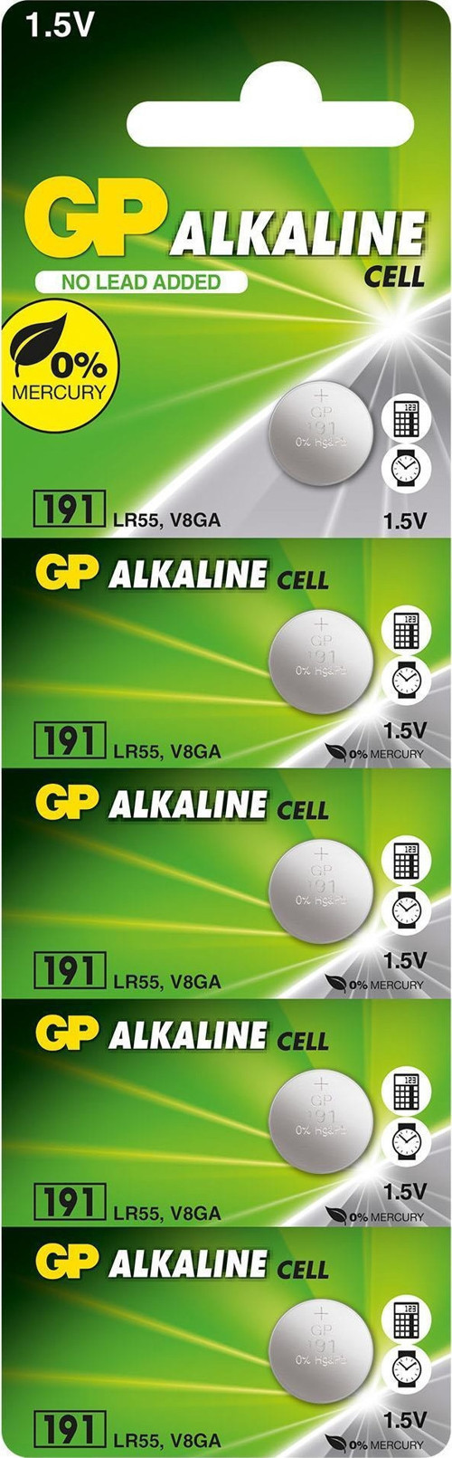 GP191-C5 LR55 Alkalin 1.5V Düğme Pil 5'li Paket