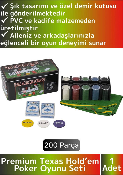 Luxery Yüksek Kaliteli 200 Poker Çip&2 İskambil Kağıt Texas Holdem Casino Blackjack Poker Oyunu Seti