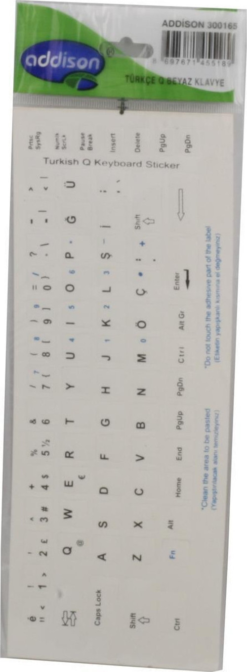 300165 Türkçe q Beyaz Klavye Stıker