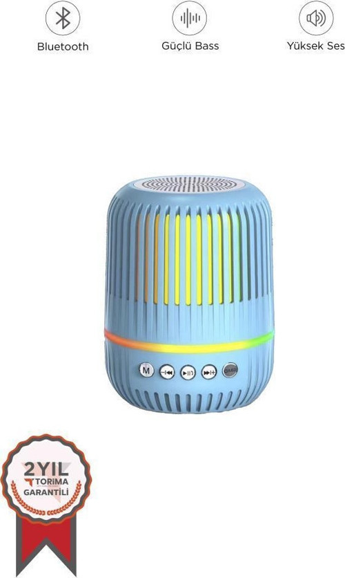 GTS-2150 Mavi Kablosuz Taşınabilir RGB Işıklı Bluetooth Hoparlör Speaker