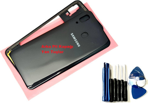Samsung Galaxy A20 A 205 KASA Arka Pil Batarya Kapağı (TAMİR SETİ) SİYAH
