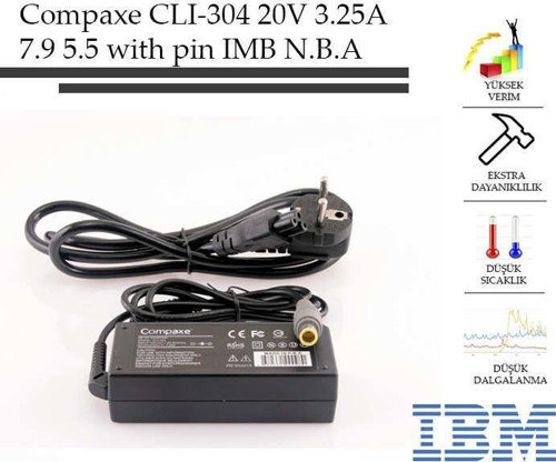 CLI-304 Ibm- 20v-3.25a 7.9-5.5-With Pin Notebook Adaptör