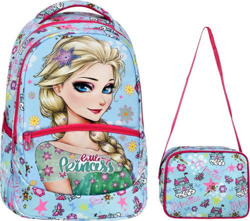 İlkokul Frozen Desenli Kız Çocuk İlkokul Çantası + Beslenme Çantası