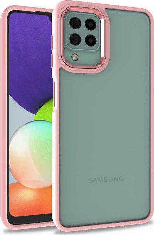 Samsung Galaxy M32 Kapak Metal Kamera Korumalı Arkası Şeffaf Silikon Kılıf - Rose Gold