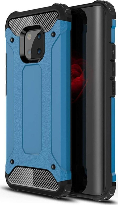 Huawei Mate 20 Pro Kapak Çift Katmanlı Zırh Tank Kılıf - Mavi