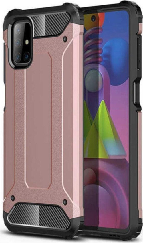 Samsung Galaxy M51 Kapak Çift Katmanlı Zırh Tank Kılıf - Rose Gold