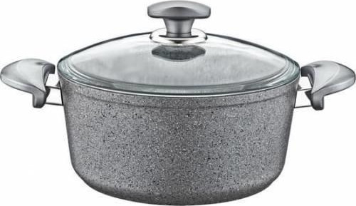 Granit 26x12,5 CM Gri Derin Tencere Cam Kapaklı 3110