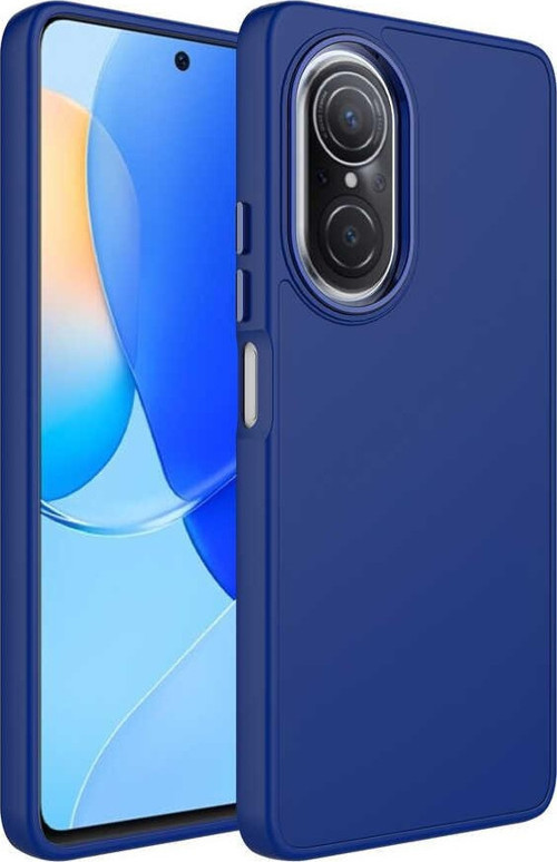 Huawei Nova 9 SE Kapak Renkli Metal Kamera Çerçeveli Class İçi Kadife Lasnman Kılıf - Lacivert