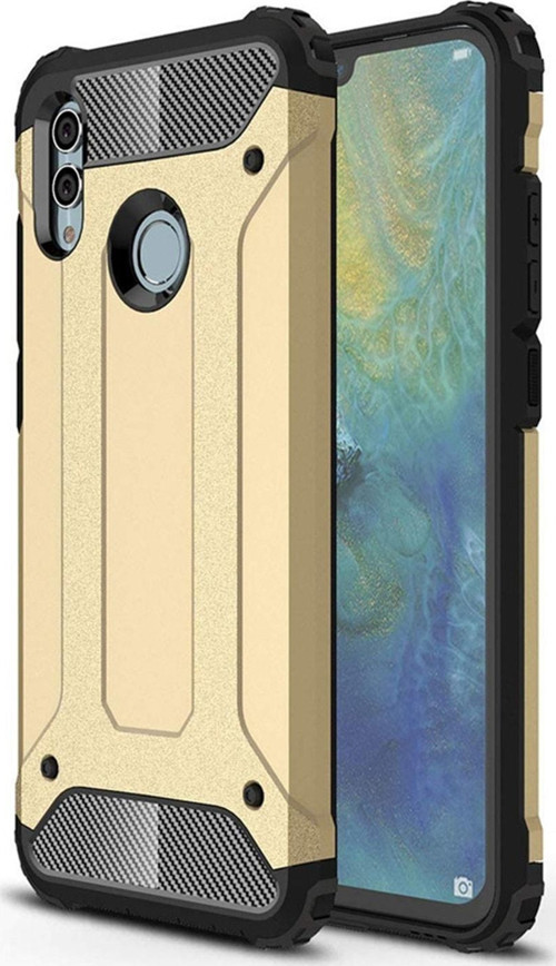 Huawei P Smart 2019 Kapak Çift Katmanlı Zırh Tank Kılıf - Gold