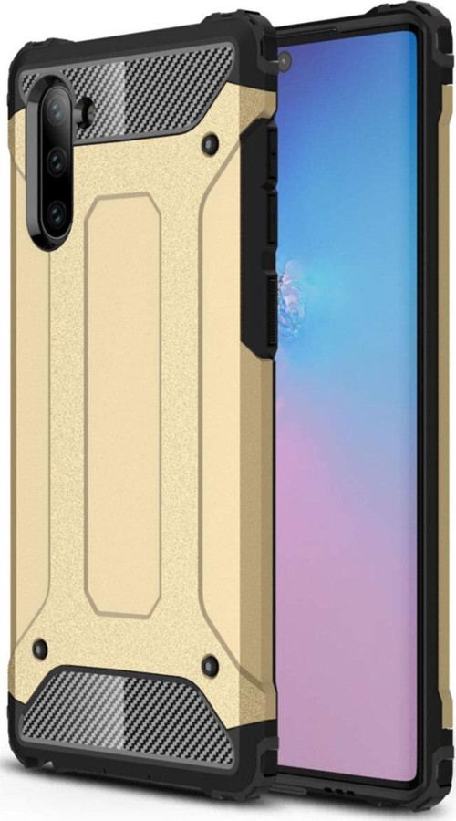 Samsung Galaxy Note 10 Kapak Çift Katmanlı Zırh Tank Kılıf - Gold