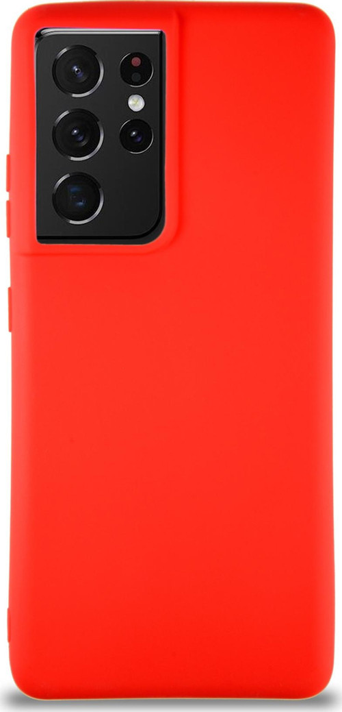Samsung Galaxy S21 Ultra Kılıf Soft Premier Renkli Silikon Kapak - Kırmızı