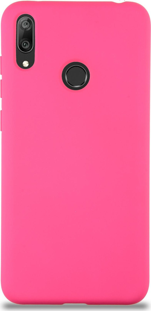 Huawei Y7 2019 Kapak İçi Kadife Lansman Silikon Kılıf - Neon Pembe