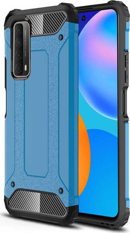 Huawei P Smart 2021 Kapak Çift Katmanlı Zırh Tank Kılıf - Mavi