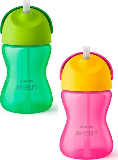 Pipetli Bardak 12 Ay+ 300 Ml Yeşil + Pipetli Bardak 12 Ay+ 300 Ml Pembe & Sarı - Yeni Model