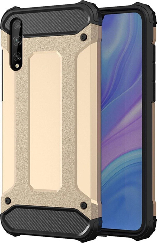 Huawei P Smart S Kapak Çift Katmanlı Zırh Tank Kılıf - Gold