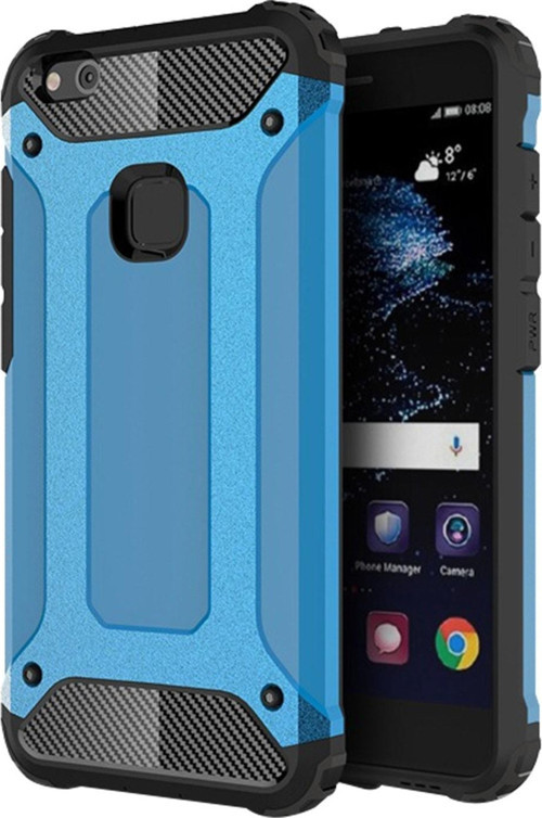 Huawei P10 Lite Kapak Çift Katmanlı Zırh Tank Kılıf - Mavi