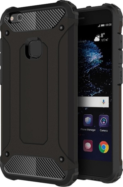 Huawei P10 Lite Kapak Çift Katmanlı Zırh Tank Kılıf - Siyah