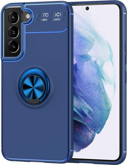 Samsung Galaxy S22 Plus Kılıf Renkli Yüzüklü Manyetik Silikon Kapak Mavi - Mavi