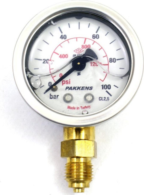 0-100 Bar 63 mm Alttan Bağlantılı Gliserinli Manometre G 1/4 inç