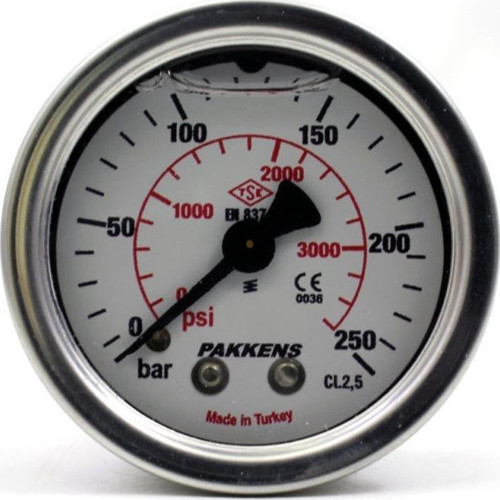 0-250 Bar 50 mm Arkadan Bağlantılı Gliserinli Manometre G 1/4 inç